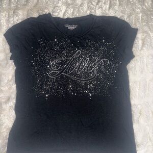 Victoria's Secret Black Tee with Love Sparkle